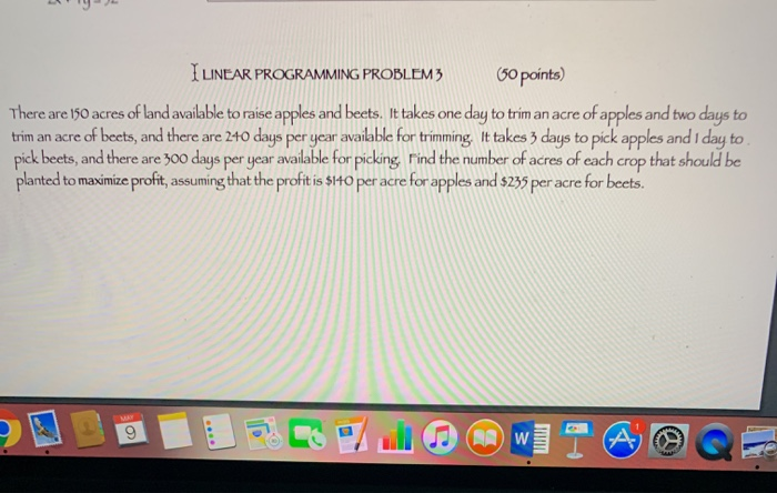 I LINEAR PROGRAMMING PROBLEM3 (50 points) There