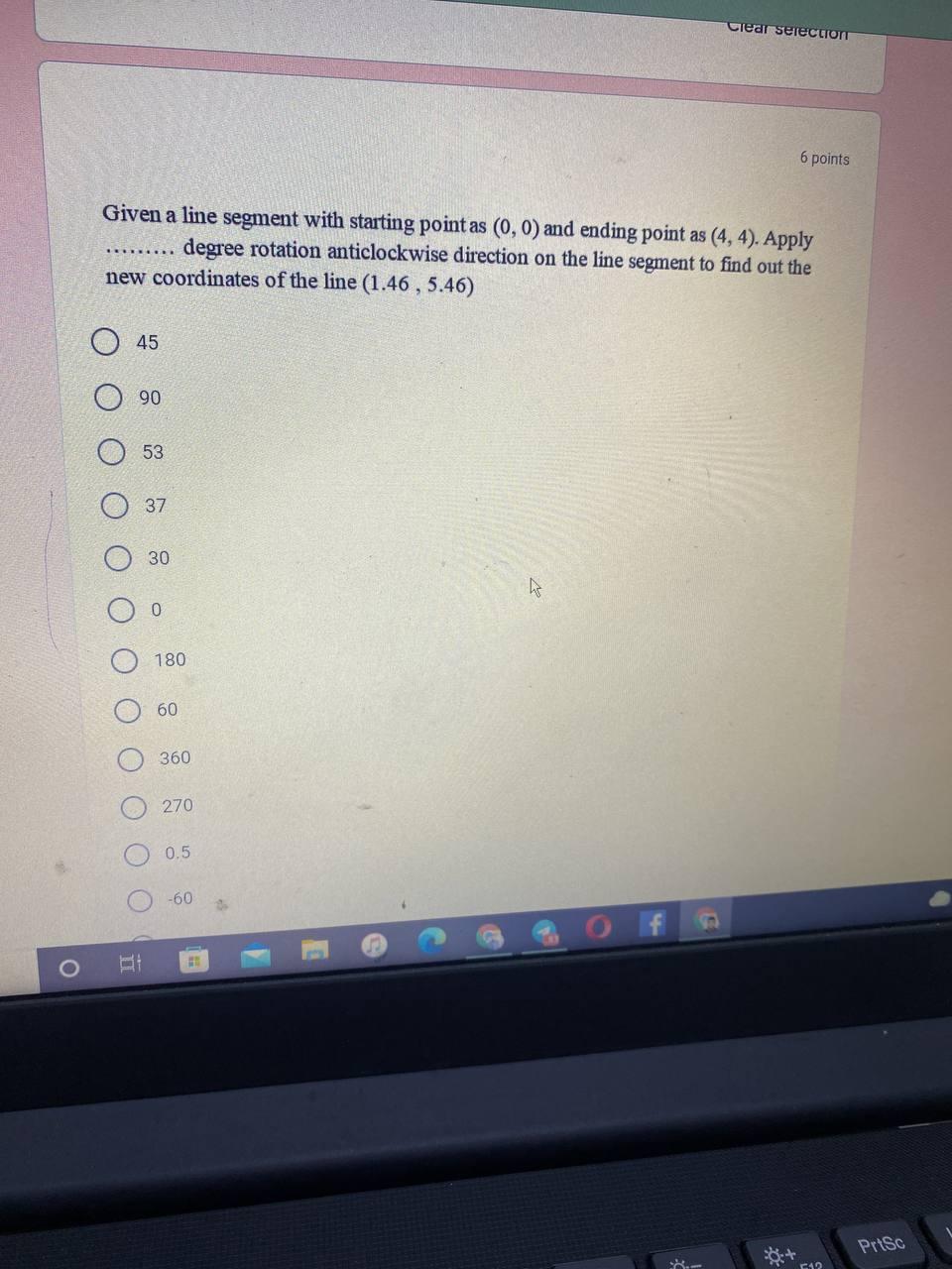 Clear selection 6 points Given a line segment