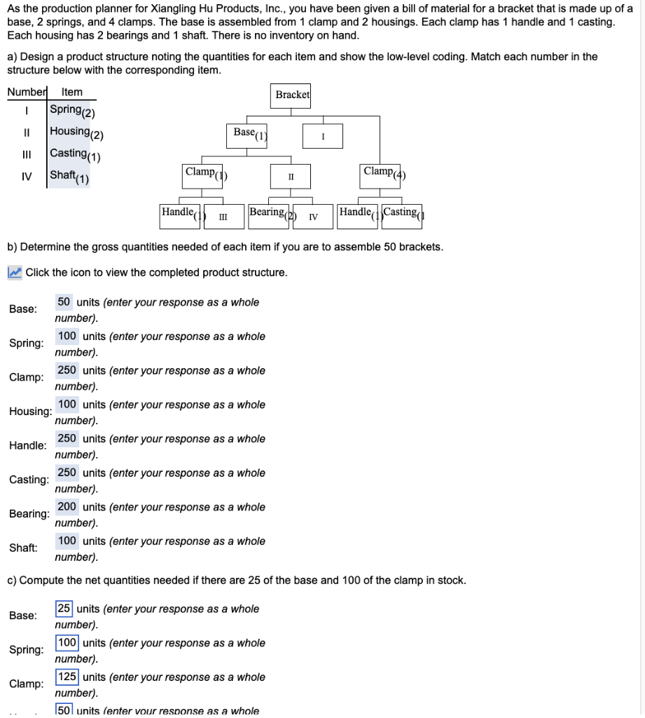 Need help with C, please include quantities of