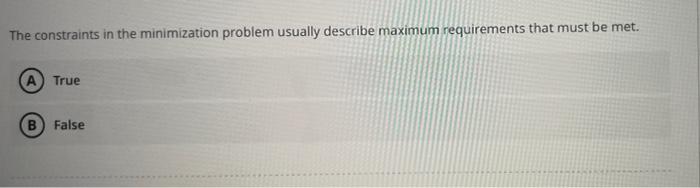 The constraints in the minimization problem