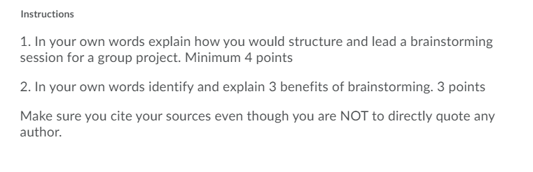 Instructions 1. In your own words explain how you