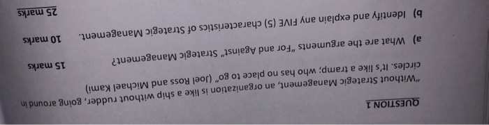 "Without Strategic Management, an organization is