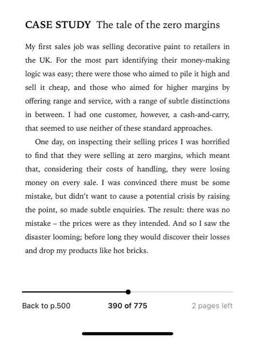 Case Study - The tale of zero margins Review the