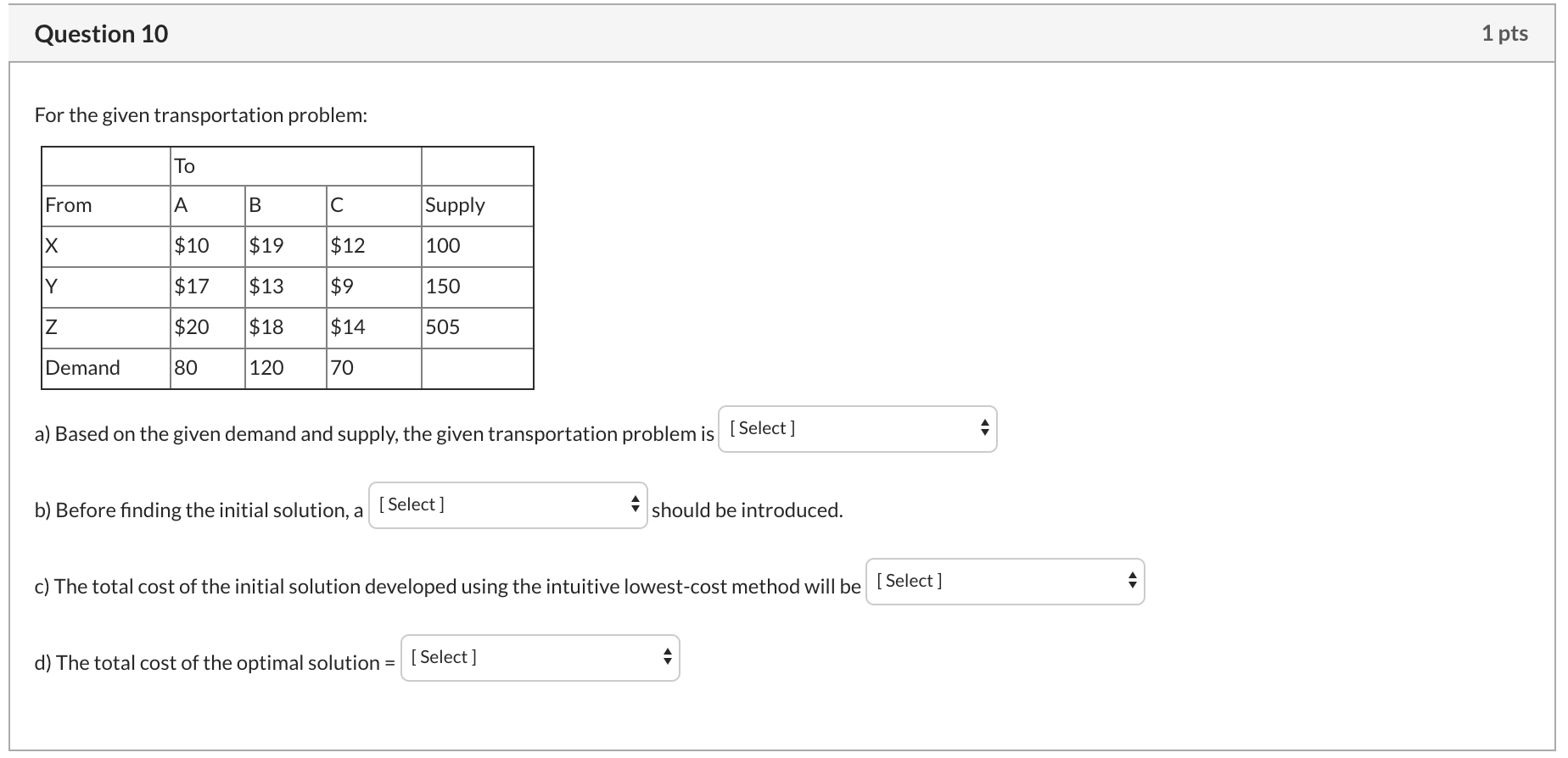 Question 9 1 pts Consider you have two plants (in