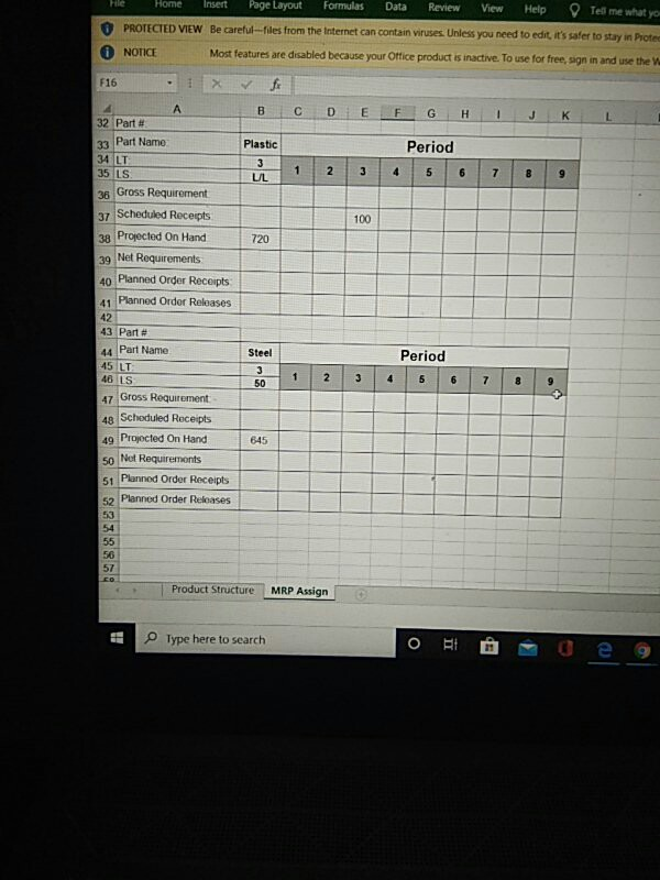 can someone answer this question ? MRP Assignment