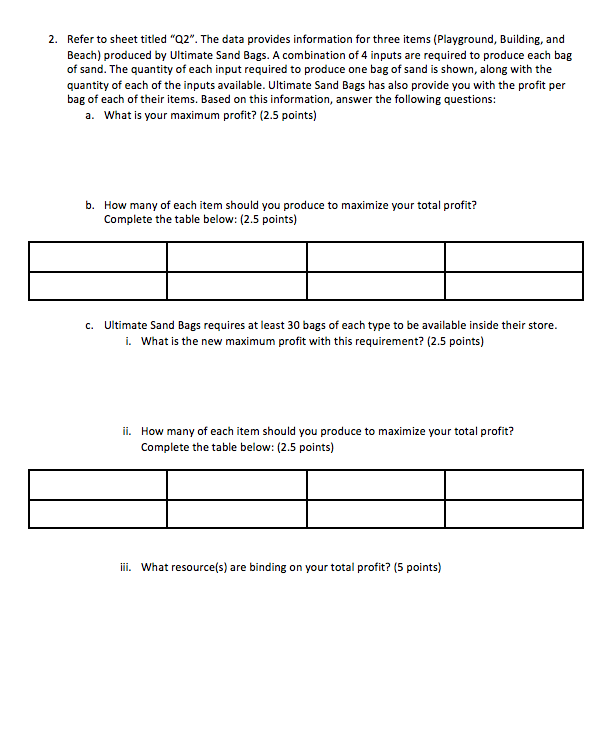 please show excel formulas 2. Refer to sheet