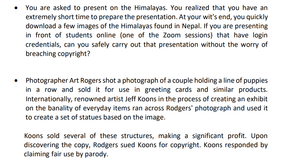 Go through the two scenarios and critically