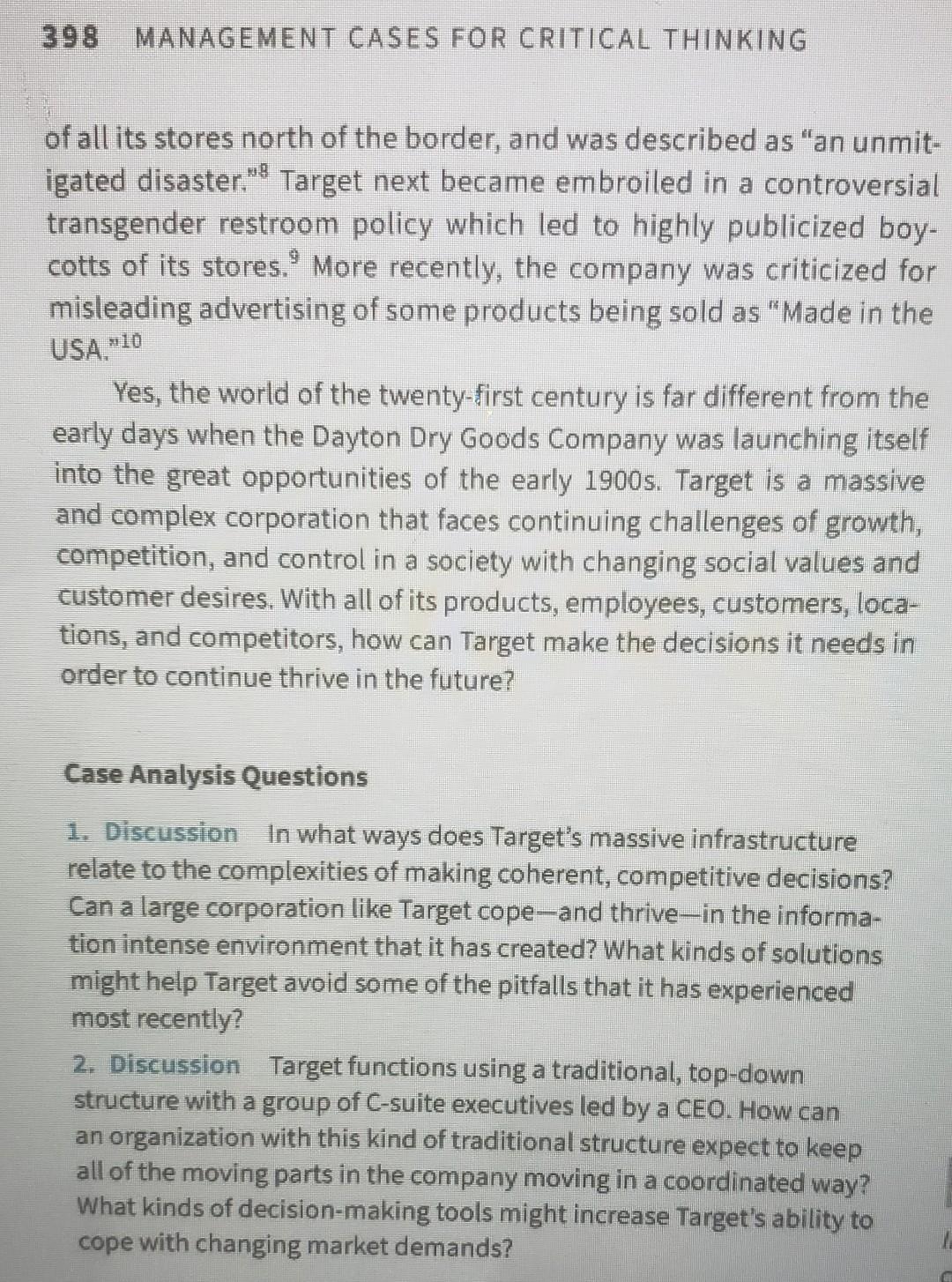 Pls answer the two case analysis discussion