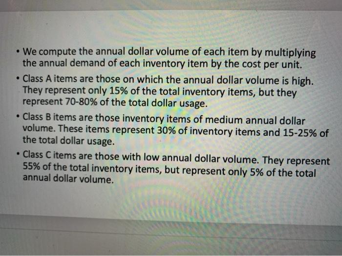 ABC Analysis ABC analysis is an inventory