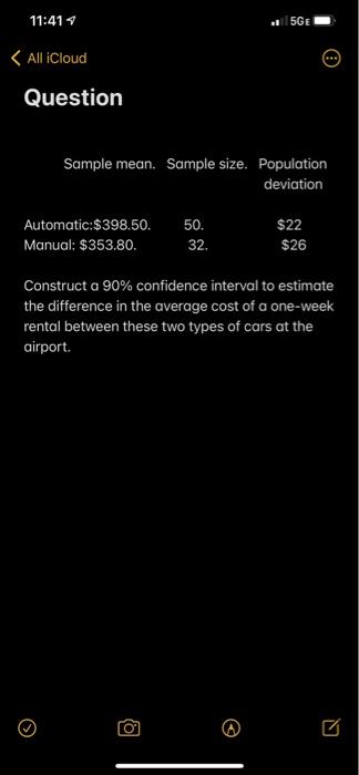 11:414 5GE All iCloud Question Sample mean.