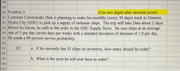 88 89 90 Problem 5 (Use two digits after decimal