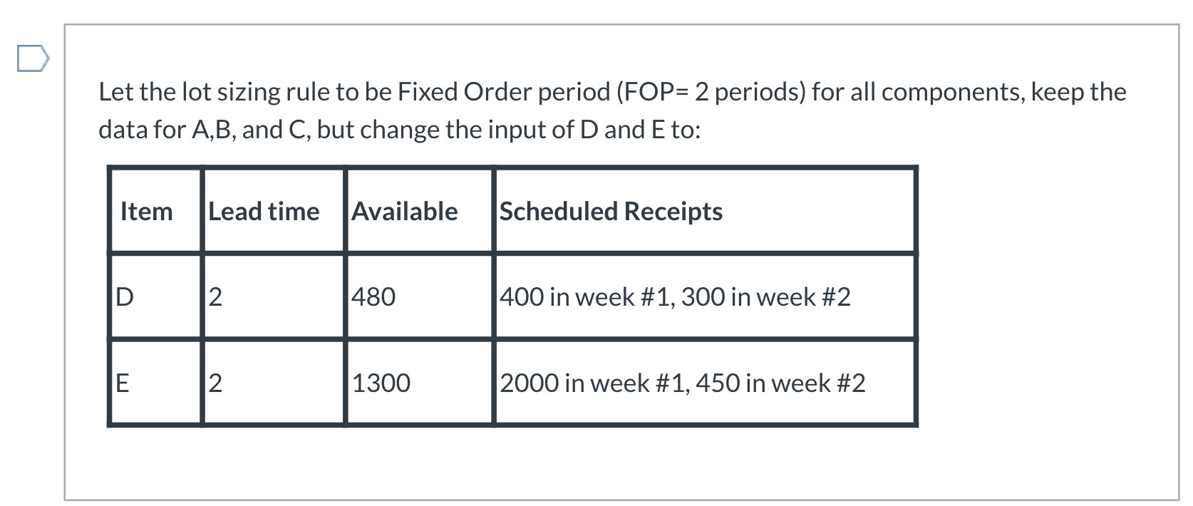 MRP planning; please help 1. What is the planned