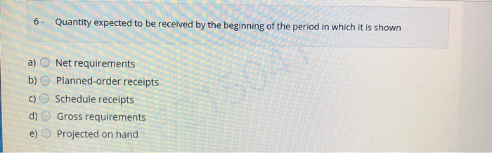 6- Quantity expected to be received by the