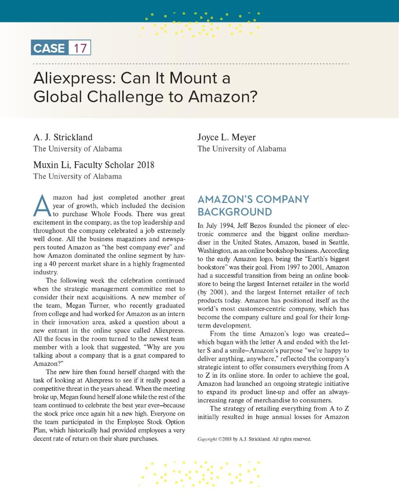 QUESTION 4: Case Study 17, AliExpress: Can It