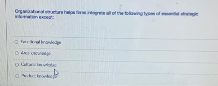 Organizational structure helps firms integrate
