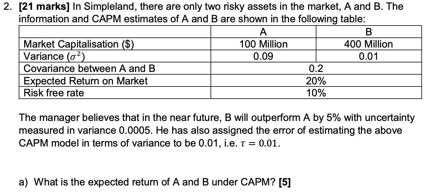 2. [21 marks] In Simpleland, there are only two