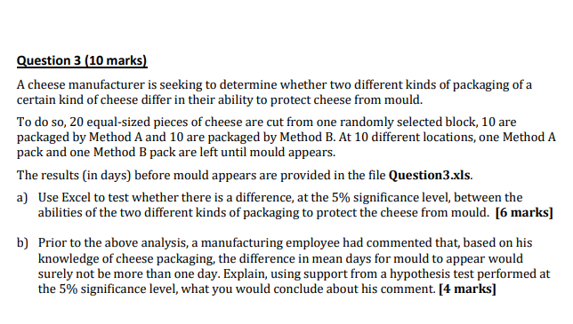 this is the Questions 3.xls B 1 2 3 4 5 6 7 8 9