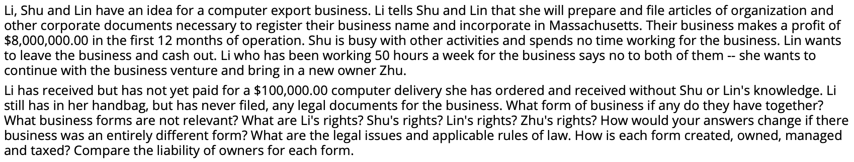 Li, Shu and Lin have an idea for a computer