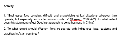Case study: Google in China Google came into