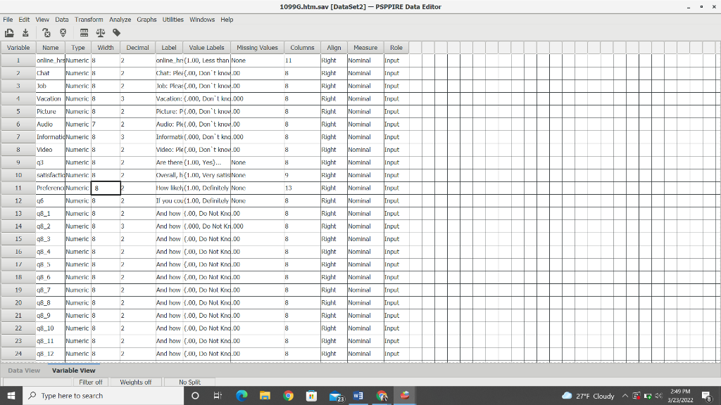 1. Open the data file Dell_coded.sav following