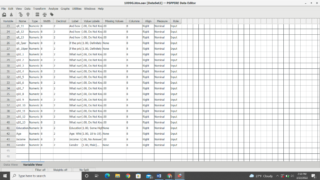 1. Open the data file Dell_coded.sav following