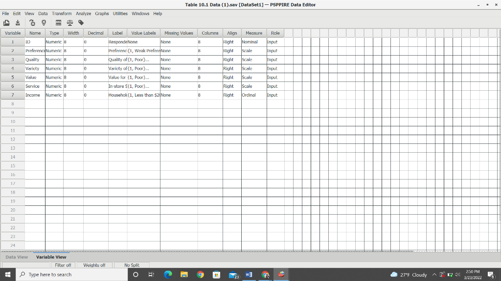1. Open the data file Dell_coded.sav following