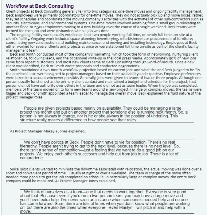 8. How does Beck allocate the work that needs to