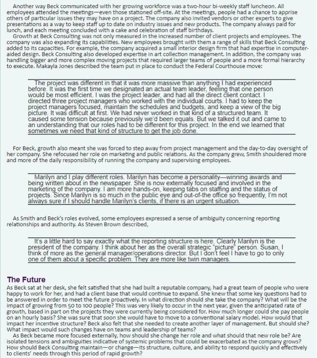 8. How does Beck allocate the work that needs to