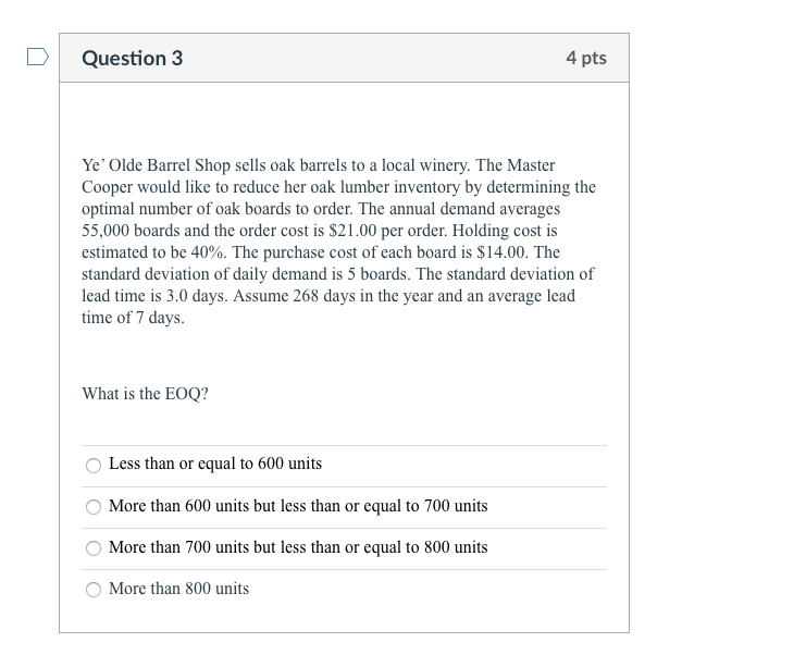 Please set up an excel sheet for this question