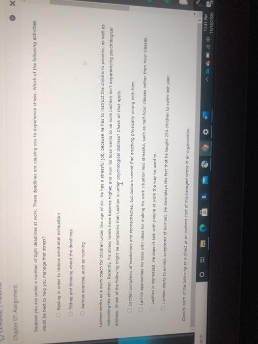 Chapter 07: Assignment X Suppose you are under a