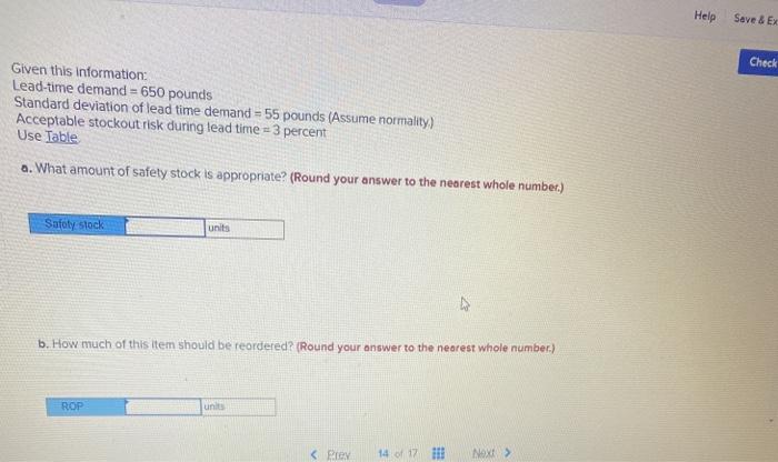 Help Save & EX Check Given this information: