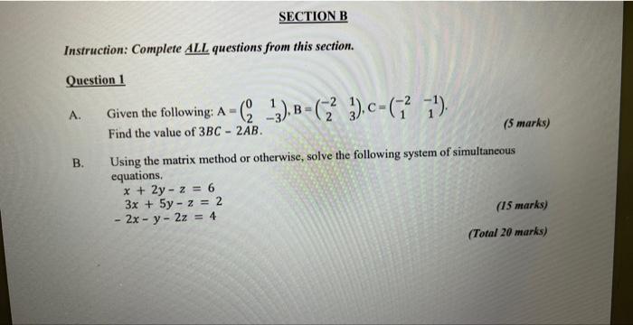 Instruction: Complete ALL questions from this