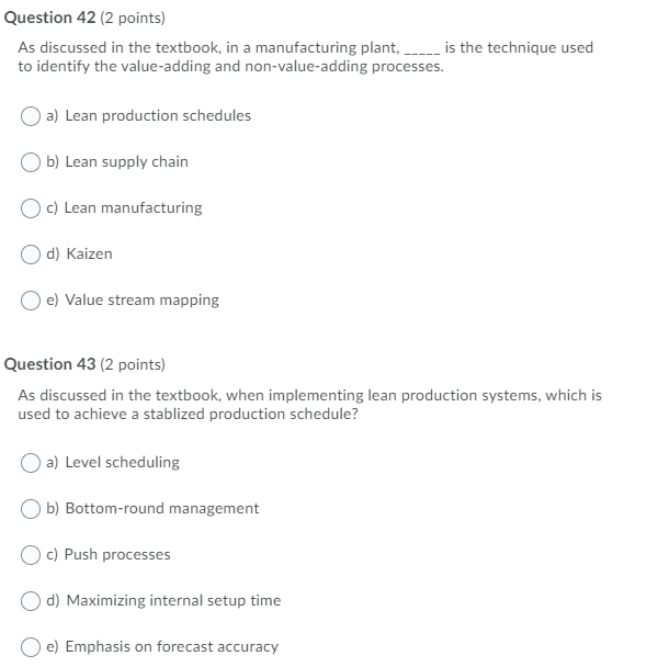 Question 42 (2 points) As discussed in the