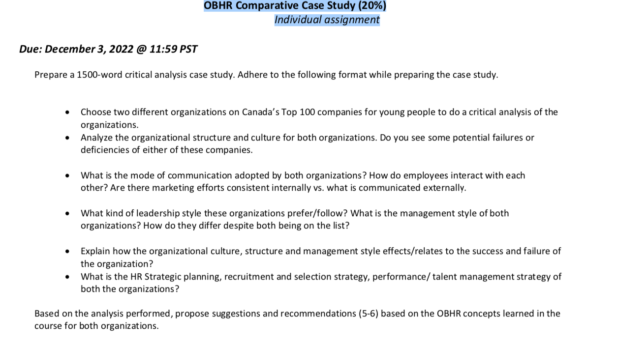 I need a 1500 words report, choosing any two