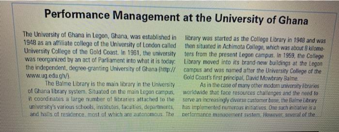 Performance Management at the University of Ghana