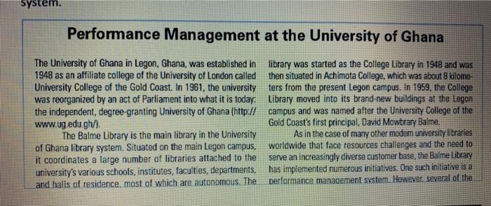 Performance Management at the University of Ghana