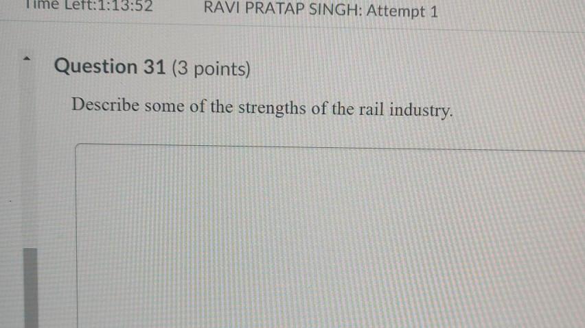 Time Left:1:13:52 RAVI PRATAP SINGH: Attempt 1