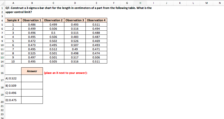 Please show how to solve in excel. Q7. Construct