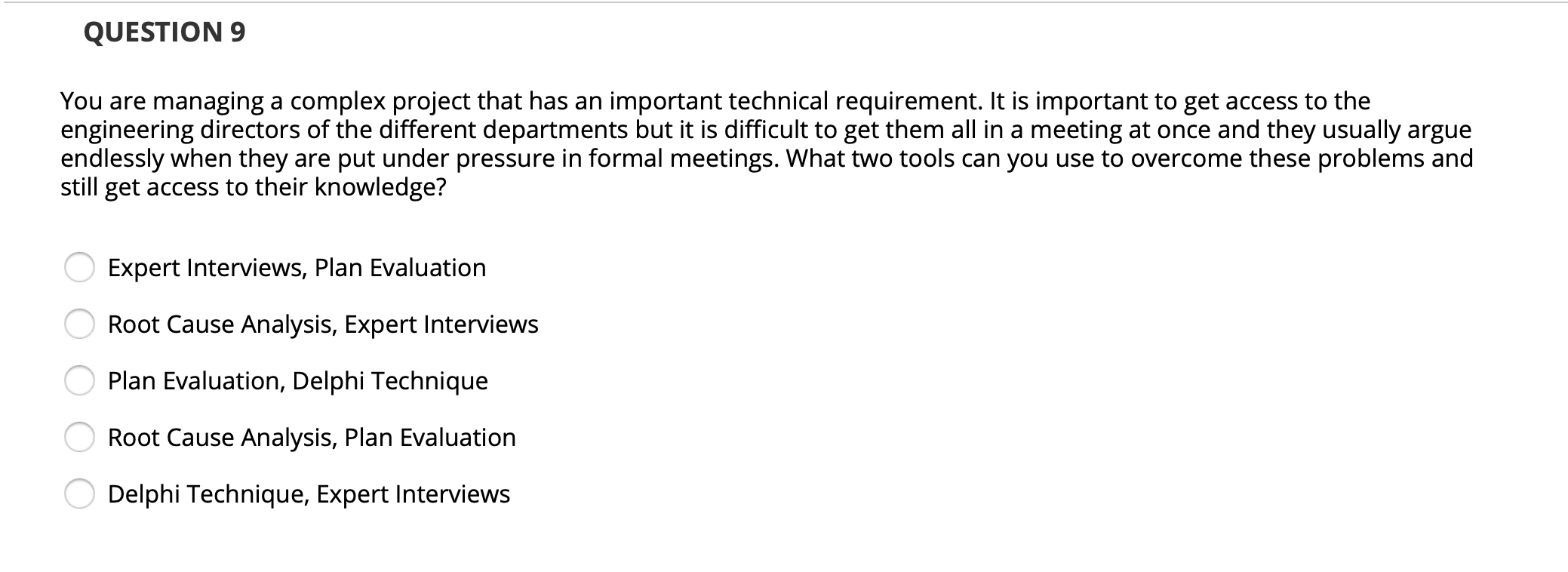QUESTIONS You are managing a complex project that