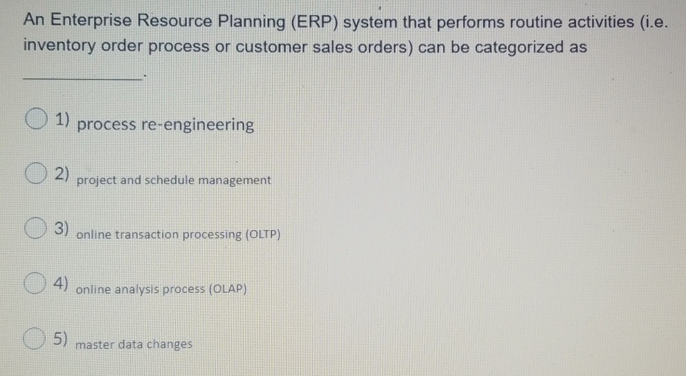 An Enterprise Resource Planning (ERP) system that