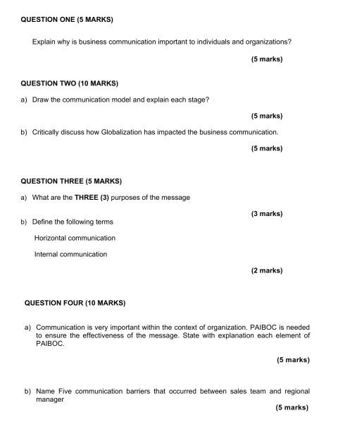 QUESTION ONE (5 MARKS) Explain why is business