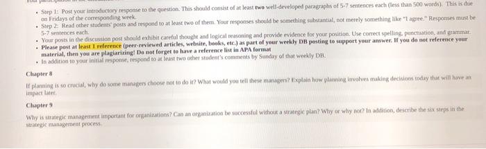 Step 1: Post your introductory response to the