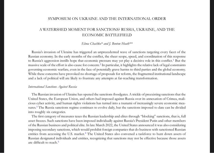 Read the Russian Sanction Article and answer the