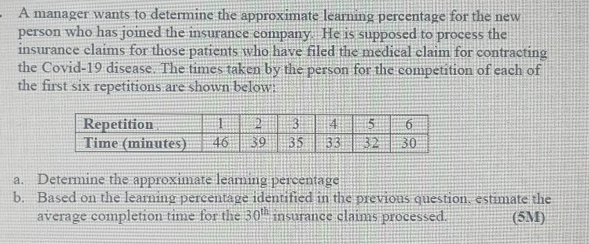 please solve - A manager wants to determine the