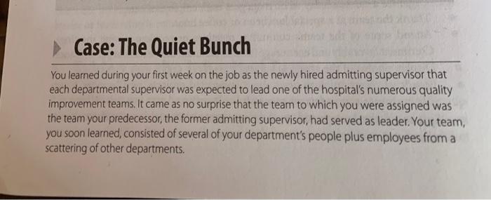 After reading the case study, please answer the