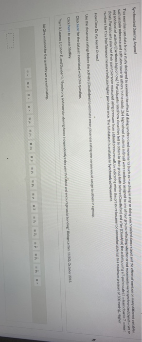 Synchronized Dancing. Anyone? This exercise uses