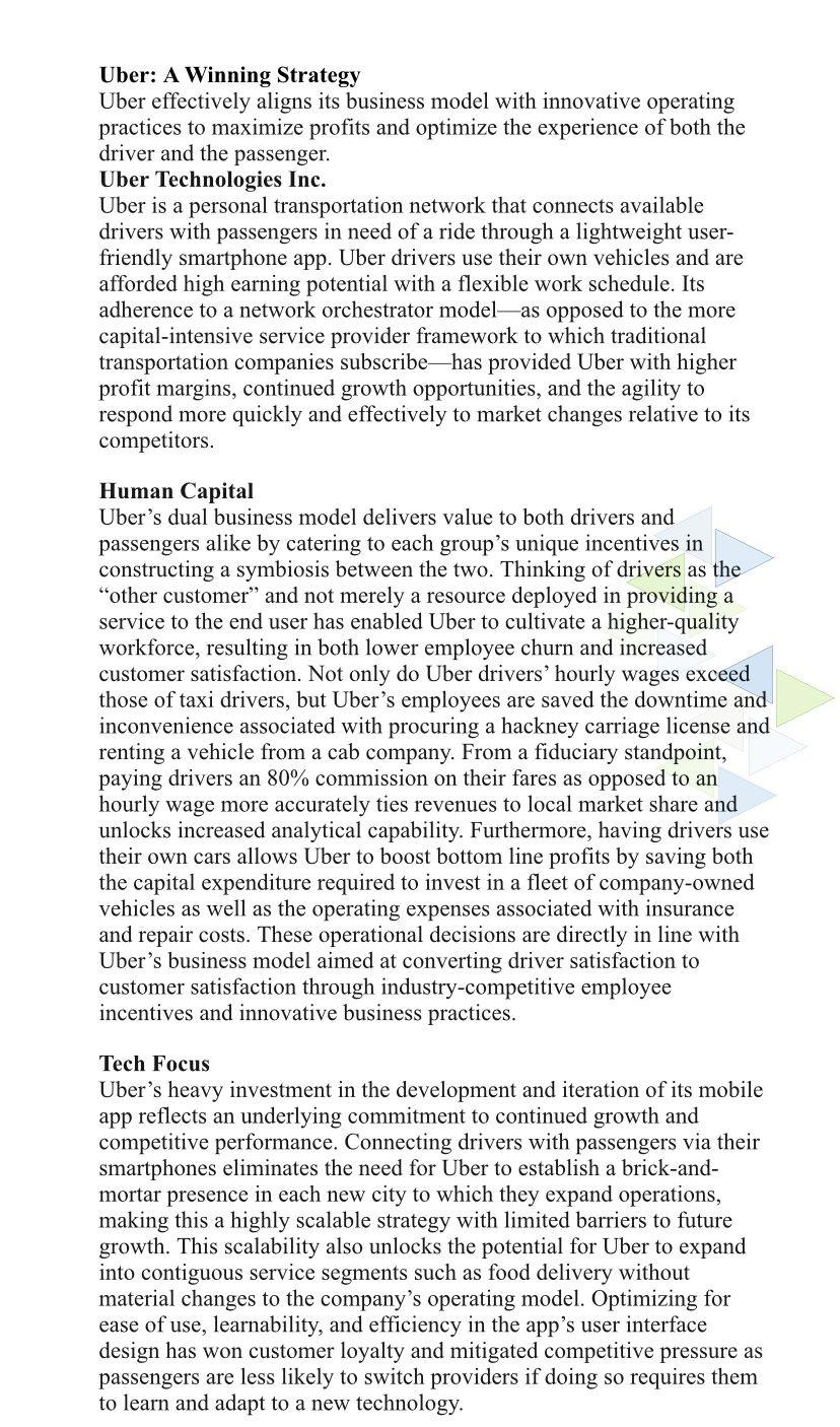Uber: A Winning Strategy Uber effectively aligns