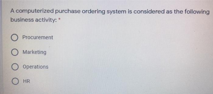 A computerized purchase ordering system is
