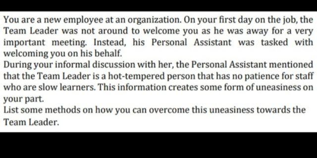 You are a new employee at an organization. On