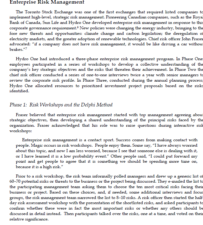 1) Does the ERM add value to the company's